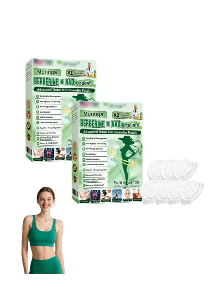 مورينجا لصقتان مورينغا، لصقة مورينغا المهنية الجديدة 10 في 1 نانو مايكرو دارتر، لصقات بربرين جديدة، لصقات طبيعية لتخسيس الجسم للنساء والرجال، مناسبة لجميع أنواع البشرة - Image 1